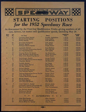 Load image into Gallery viewer, 1952 Indy 500 4 Page Starting Position Program Speedway Race Vintage