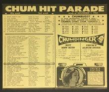 Load image into Gallery viewer, 1965 Chum Radio Survey Chart Toronto Sonny & Cher Elvis Presley Rolling Stones