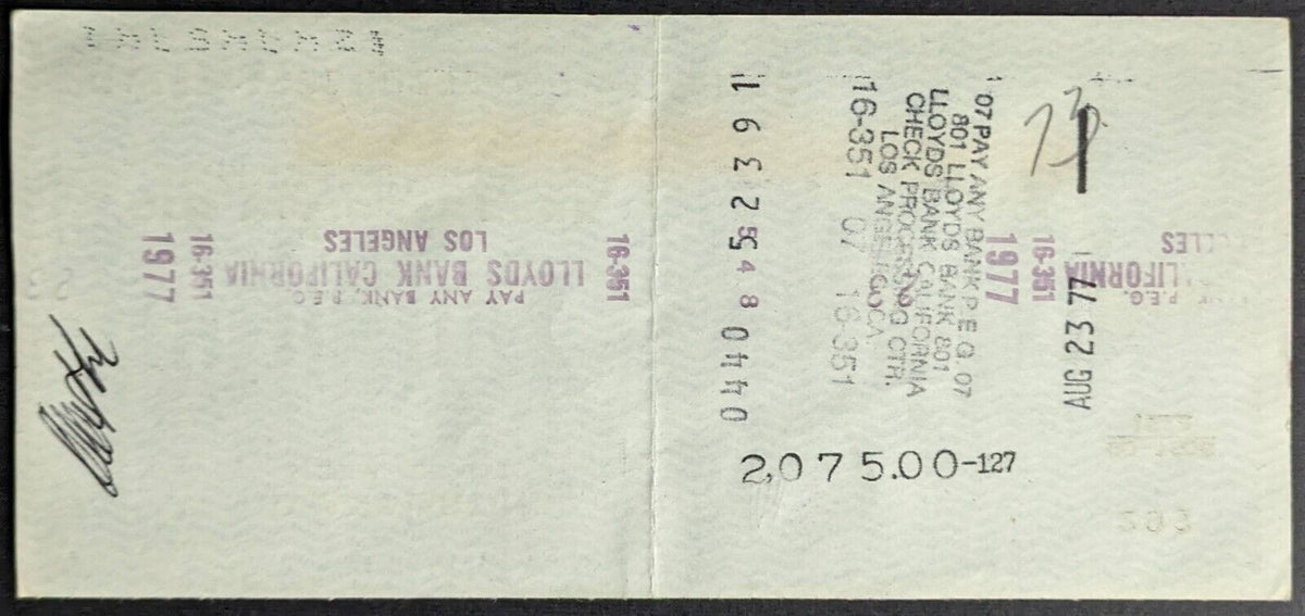 1977 Dean Martin Signed Cheque Check City National Bank Autographed JS ...