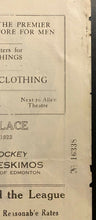 Load image into Gallery viewer, 1923 Rare Western Canada Hockey League Program Edmonton Eskimos Calgary Tigers