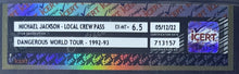 Load image into Gallery viewer, 1992-92 Michael Jackson Dangerous World Tour Crew Backstage Pass Laminated iCert