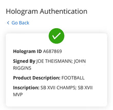 Load image into Gallery viewer, Joe Theismann + John Riggins Autographed Wilson Football NFL HOF Signed Fanatics