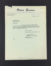 Load image into Gallery viewer, 1950 Vintage NHL Letter Ottawa Senators Hockey Regarding Larry Regan