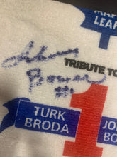 Load image into Gallery viewer, Johnny Bower Autographed Towel Toronto Maple Leafs NHL Hockey Signed 1995 HOF