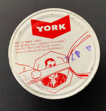 Load image into Gallery viewer, 1961-1962 York Peanut Butter 16 ounce Jar Hockey Card offer lid NHL Vintage