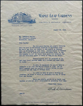 Load image into Gallery viewer, 1946 Vintage Signed Toronto Maple Leafs Bob Davidson Autographed Letter