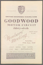 Load image into Gallery viewer, 1959 British Automobile Racing Program @ Goodwood Motor Circuit Vintage