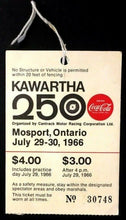 Load image into Gallery viewer, 1966 Mosport Speedway Event Ticket Kawartha 250 Racing Vintage Coca Cola Ad