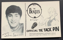 Load image into Gallery viewer, 1964 The Beatles John Lennon Tie Tack Vintage Rock Music Pin Original Postcard