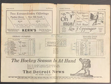 Load image into Gallery viewer, 1928 Canadian Pro Hockey League Game Program Detroit Olympia Vs Niagara Falls