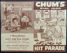 Load image into Gallery viewer, 1958 Vintage CHUM 1050 Radio Toronto Music Chart Featuring Elvis Presley