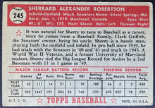 Load image into Gallery viewer, 1952 Topps Baseball Sherry Robertson #245 Washington Senators MLB Card Vintage
