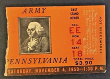 Load image into Gallery viewer, 1950 NCAA Football Ticket Stub Army vs. Pennsylvania Vintage Old Sports