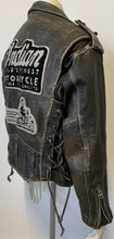 Load image into Gallery viewer, 1990s Indian Distressed Leather Motorcycle Jacket w/Large Back Patches M Vintage