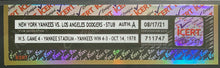 Load image into Gallery viewer, 1978 World Series Ticket Game 4 Yankee Stadium Yankees Dodgers iCert Authentic