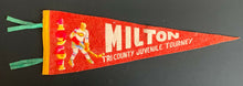Load image into Gallery viewer, 1961 Junior Hockey Tournament Pennant Milton Ontario Vintage Tri-County Sports
