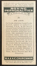 Load image into Gallery viewer, 1938 Joe Louis Churchman Cigarettes Boxing Personalities Vtg Tobacco Card #26