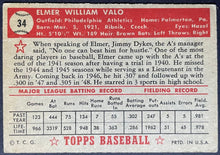 Load image into Gallery viewer, 1952 Topps Baseball Elmer Valo #34 Philadelphia Athletics Vintage MLB Card