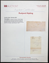 Load image into Gallery viewer, 1932 Rudyard Kipling Autographed Cut English Novelist Signed Slip Poet LOA x2