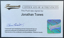 Load image into Gallery viewer, Jonathan Toews Autographed Chicago Blackhawks Hockey Puck Signed Frameworth COA