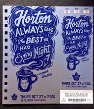 Load image into Gallery viewer, 2016-17 Toronto Maple Leafs vs Florida Panthers Tim Horton Featured Ticket