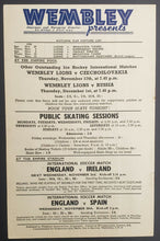 Load image into Gallery viewer, 1955 Rare International Hockey Program Swedish National Team vs Wembley Lions UK