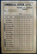 Load image into Gallery viewer, Vintage Baseball Tally Card NL & AL Commercial System Booklet Betting Card MLB
