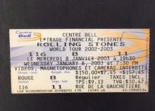 Load image into Gallery viewer, 01/08/2003 Rolling stones Concert Ticket Bell Centre Montreal Canada Vtg Rock