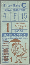 Load image into Gallery viewer, 1969 Montreal Expos 1st Ever Franchise Game + Win MLB Ticket Mets PSA Authentic