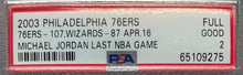 Load image into Gallery viewer, Michael Jordan Final NBA Game Slabbed Ticket + Program Washington Wizards PSA
