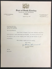 Load image into Gallery viewer, 1947 Strom Thurmond Signed Letter State Of South Carolina Office Of Governor
