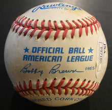 Load image into Gallery viewer, Roberto + Sandy Alomar Signed Bobby Brown Baseball Autographed MLB HOFer JSA COA