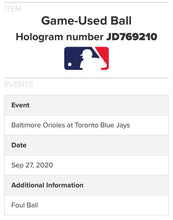 Load image into Gallery viewer, 2020 MLB Game Used Ball Toronto Blue Jays Final Regular Season Game MLB Holo