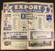 Load image into Gallery viewer, 1949 NHL Hockey Program Toronto Maple Leaf Sports Magazine Vs Detroit Red Wings