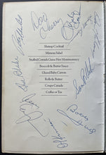Load image into Gallery viewer, 1976 Canada Cup Kick Off VIP Dinner Menu Team Canada Signed x45 + HOFers JSA LOA