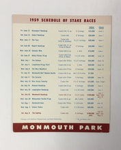 Load image into Gallery viewer, 1959 Monmouth Park Horse Racing Schedule Golden Triangle New Jersey USA Sked