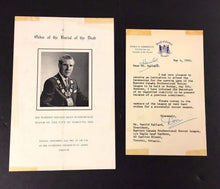 Load image into Gallery viewer, 1962 Donald Summerville Toronto Mayor Signed Letter to Harold Ballard + Program