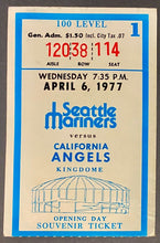 Load image into Gallery viewer, 1977 MLB Seattle Mariners 1st Baseball Game Program + Ticket + Certificate +More
