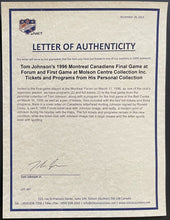 Load image into Gallery viewer, 1996 Montreal Forum Final Game Ticket + Ronald Corey Personal Letter Signed LOA