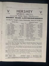 Load image into Gallery viewer, 1942-43 Pittsburgh Hornets @ Hershey Bears AHL Hockey Program Vintage NHL