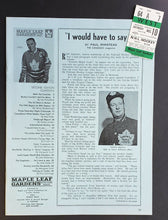 Load image into Gallery viewer, 1966 Maple Leaf Gardens NHL Program Insert + Ticket Stub Leafs vs Blackhawks