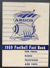 Load image into Gallery viewer, 1959 Toronto Argonauts Football Radio/Television Fact Book CFL Vintage