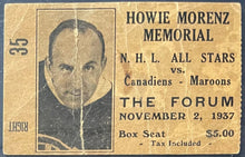 Load image into Gallery viewer, 1937 NHL All-Star Game Howie Morenz Memorial Program + Ticket Montreal Forum
