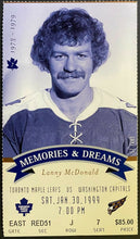 Load image into Gallery viewer, 1999 NHL Hockey Final MLG Season Toronto Maple Leafs Ticket Lanny McDonald HOF