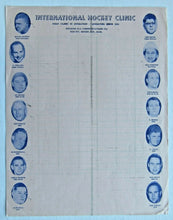 Load image into Gallery viewer, Circa 1960 International Hockey Clinic Moose Jaw Scoresheet Hall Shero Kelly