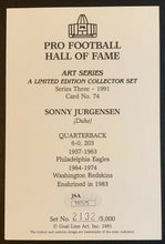 Load image into Gallery viewer, Sonny Jurgensen Autographed Limited Edition Goal Line Art Postcard JSA Authentic