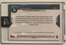 Load image into Gallery viewer, 2020 Topps Now NLCS Game 6 Win v Braves Walker Buehler Signed Auto Card 57/99