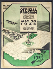 Load image into Gallery viewer, 1934 Indianapolis Motor Speedway 22nd Indy 500 Auto Racing Sweepstakes Program