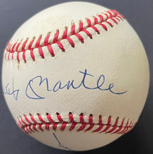 Load image into Gallery viewer, Mickey Mantle + Reggie Jackson Dual Signed Autographed Baseball Yankees JSA LOA