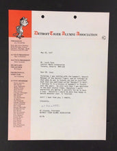 Load image into Gallery viewer, Detroit Tiger Alumni Letter Signed By President Cicotte To Lou Cauz Sportswriter